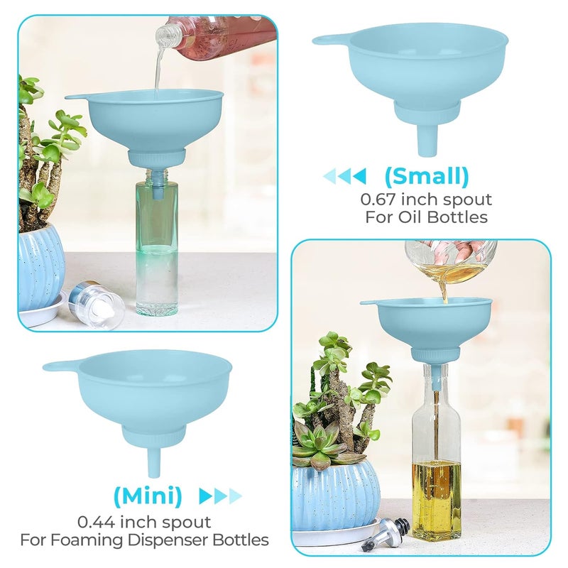 BALIWELL Wide Mouth Kitchen Funnel, Food Grade Plastic Cooking Canning Funnel with 4 Sizes Spouts for Filling Wide and Regular Mason Jars, Spray Dropper Oil Bottle Jug Spices Shampoo Sauce - Image 3